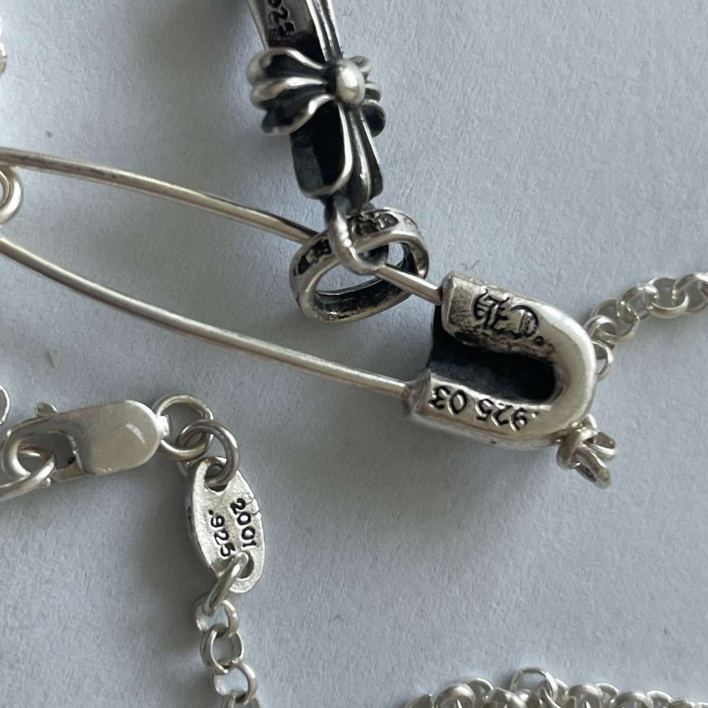 Chrome Hearts Safety Pin 20inch Chain Silver Very good condition - Back View